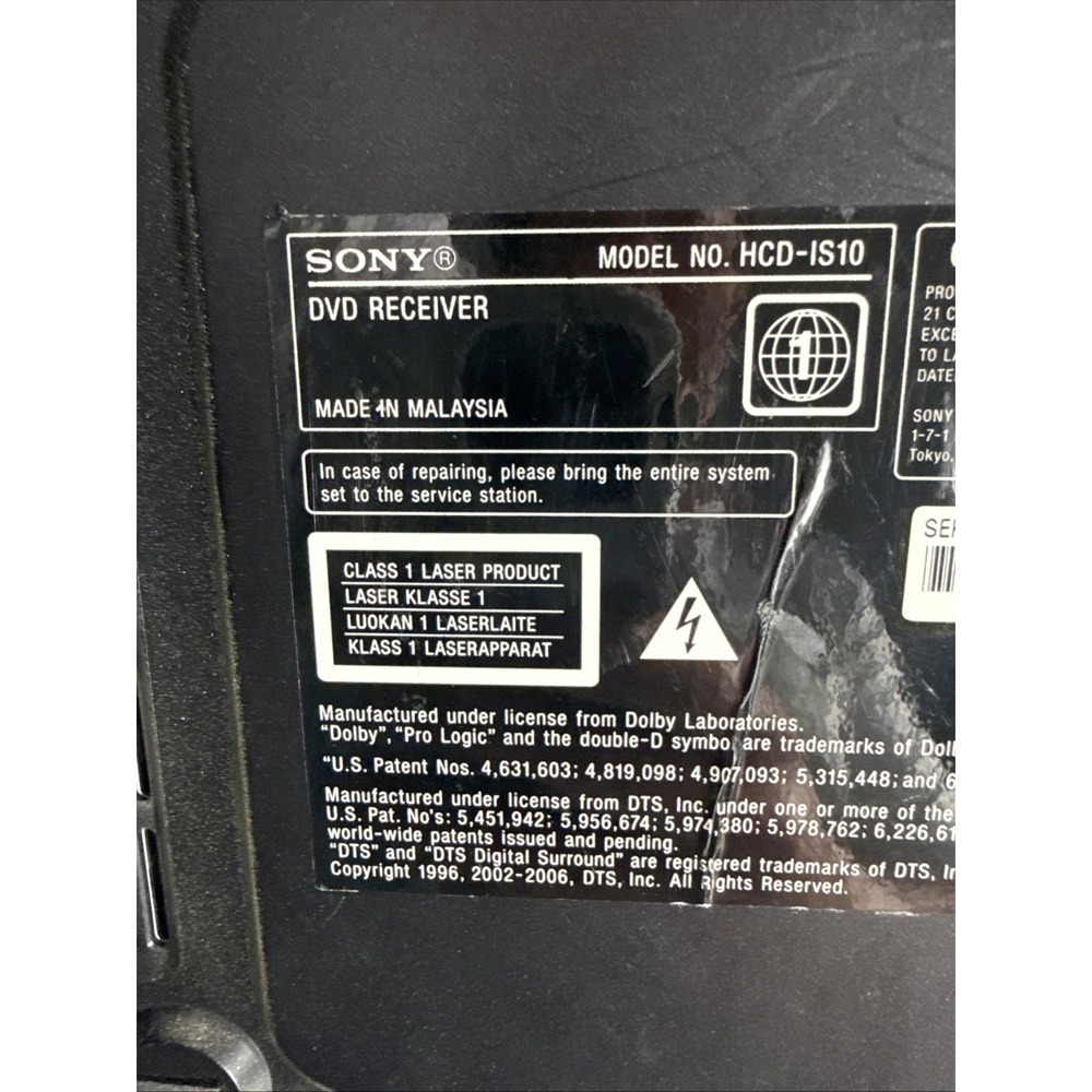 Sony S-Master Digital Amp Dav-IS10 HCD-IS10 DVD Receiver For DAV-IS10 System - Picture 11 of 12